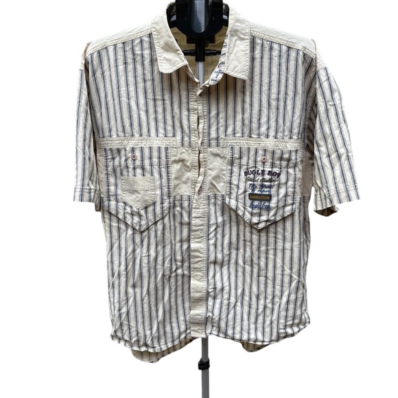 Vintage Bugle Boy Men's Short-Sleeve Button-Down Shirt, Size L 90' Y2K Skater - Picture 1 of 5